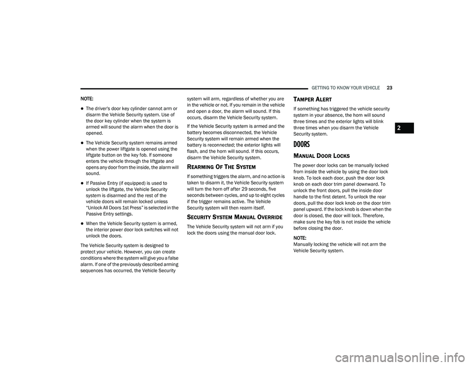 JEEP GRAND CHEROKEE LIMITED 2021  Owners Manual 2

21_WK_OM_EN_USC_t.book  Page 23   