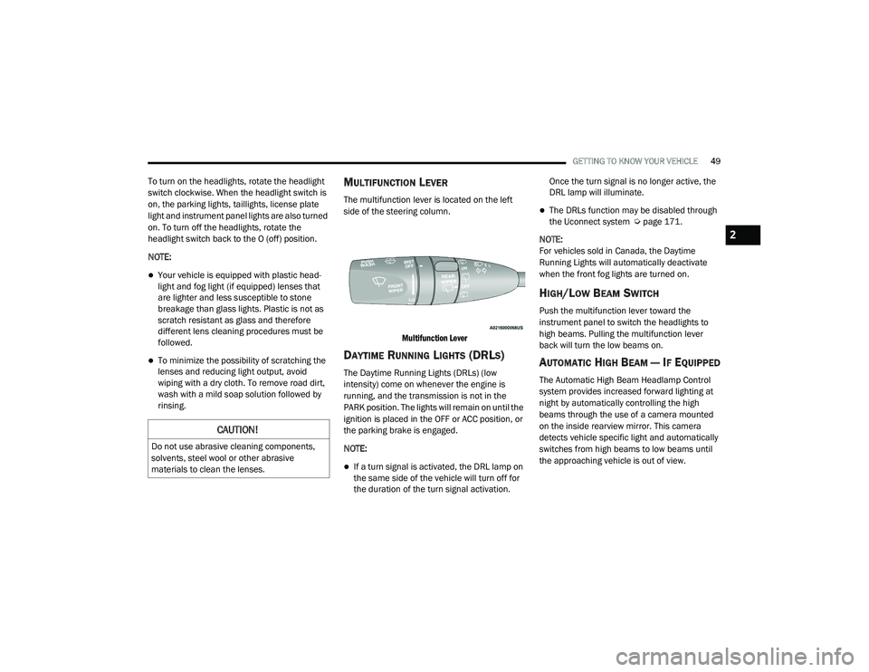 JEEP GRAND CHEROKEE LIMITED 2021  Owners Manual 2

21_WK_OM_EN_USC_t.book  Page 49   