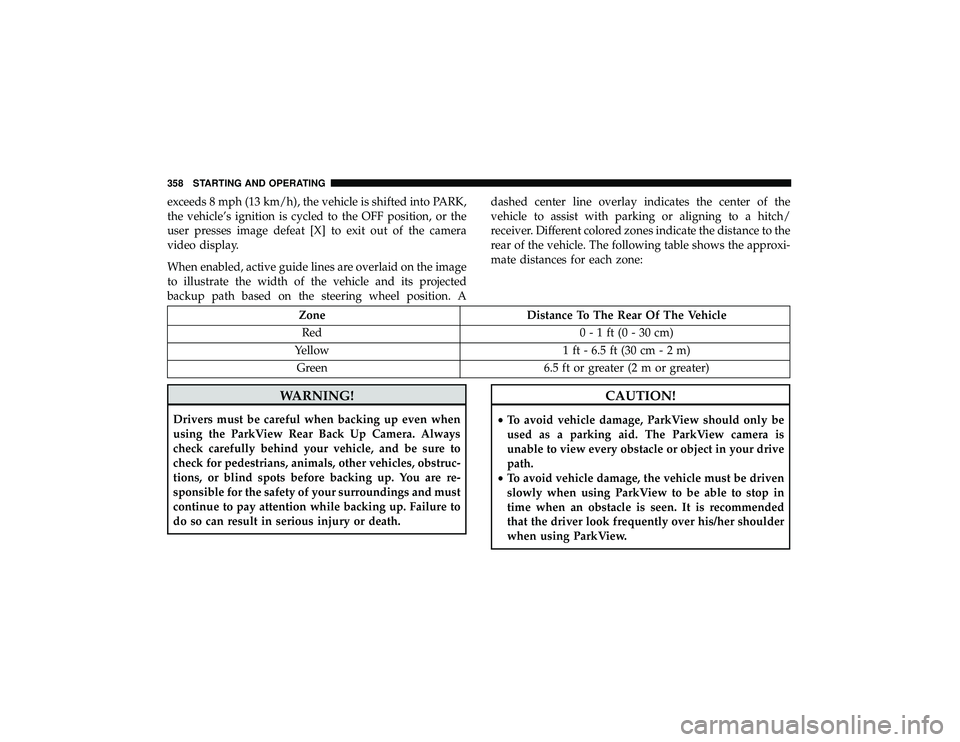JEEP GRAND CHEROKEE LIMITED 2019  Owners Manual exceeds 8 mph (13 km/h), the vehicle is shifted into PARK,
the vehicle’s ignition is cycled to the OFF position, or the
user presses image defeat [X] to exit out of the camera
video display.
When en