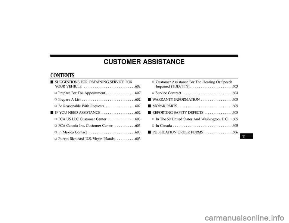 JEEP GRAND CHEROKEE LIMITED 2019  Owners Manual CUSTOMER ASSISTANCE
CONTENTS 