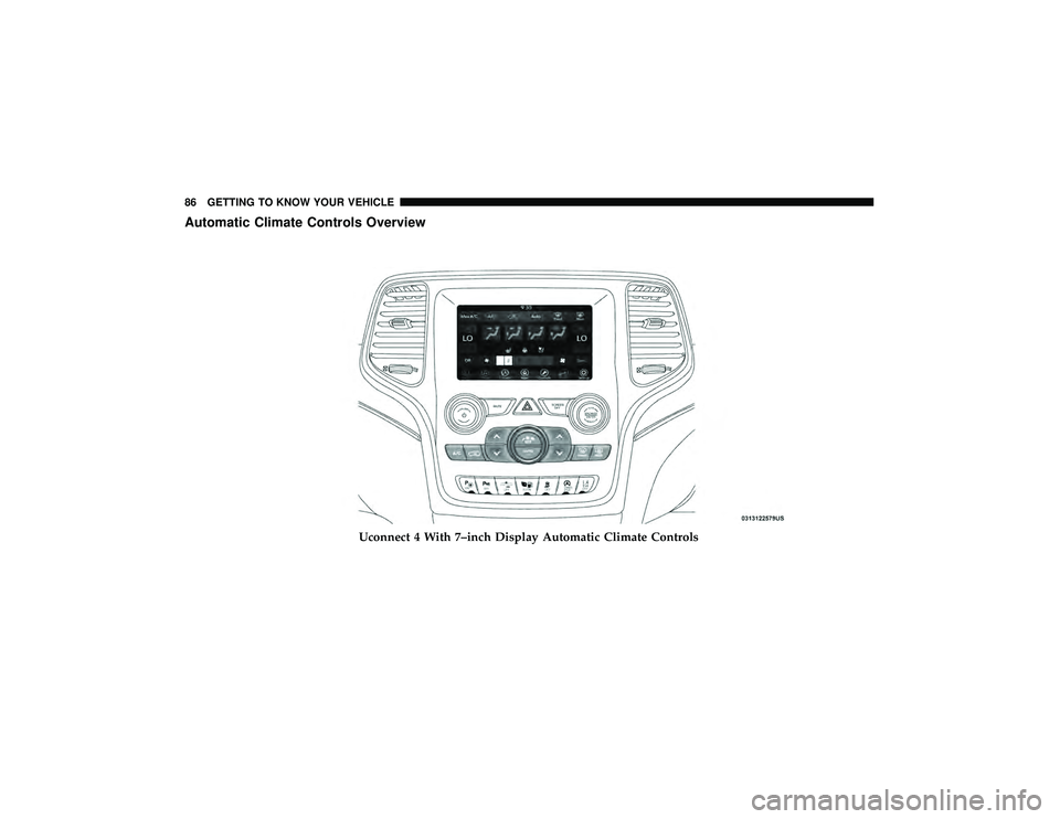 JEEP GRAND CHEROKEE LIMITED 2019  Owners Manual Automatic Climate Controls Overview 