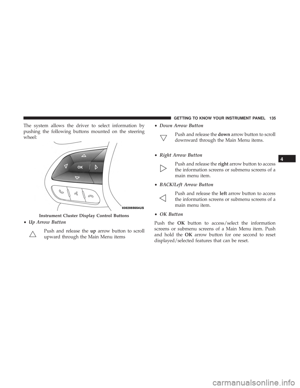 JEEP GRAND CHEROKEE LIMITED 2017  Owners Manual 4
GETTING TO KNOW YOUR INSTRUMENT PANEL 135 