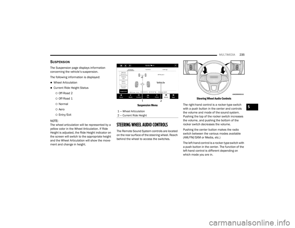 JEEP GRAND CHEROKEE L 2021  Owners Manual 5

21_WL_OM_EN_USC_t.book  Page 235   