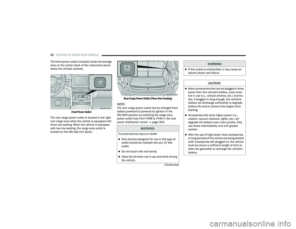 JEEP GRAND CHEROKEE L 2022  Owners Manual W�$�5N�,N�*�
�7o a�Yo�L�G �Ve�U�Lo�X�V �L�Q�M�X�U�\ o�U �Geat�K�
Only devices designed for use in this type of 
outlet should be inserted into any 12 Volt 
outlet.
Do not touch with wet hands.