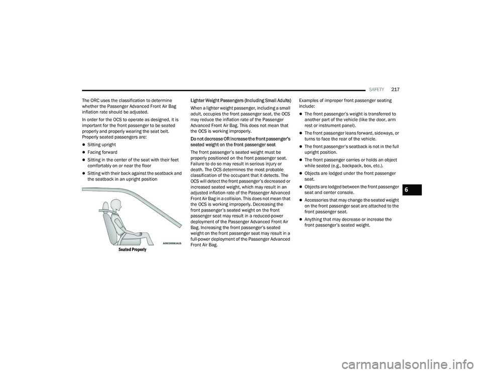 JEEP COMPASS 2022  Owners Manual 6

22_MP_OM_EN_USC_t.book  Page 217   