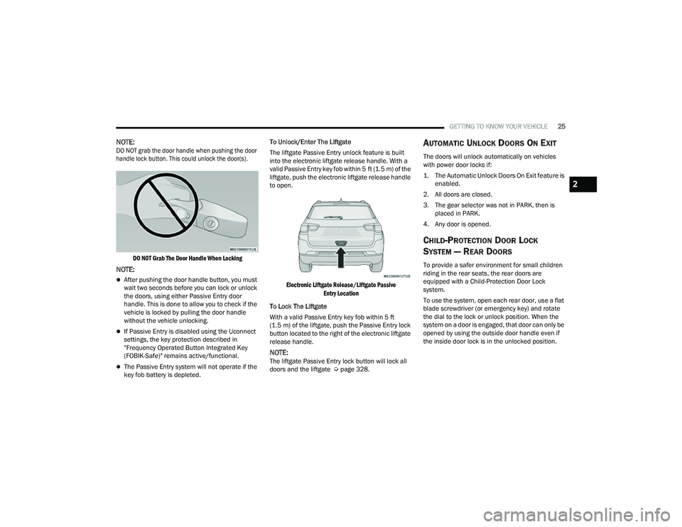 JEEP COMPASS 2022  Owners Manual 2

22_MP_OM_EN_USC_t.book  Page 25   