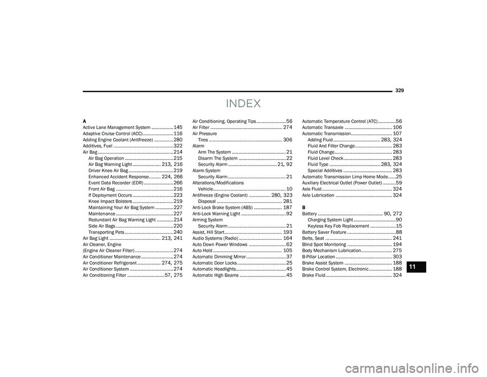JEEP COMPASS 2022  Owners Manual 11

22_MP_OM_EN_USC_t.book  Page 329   