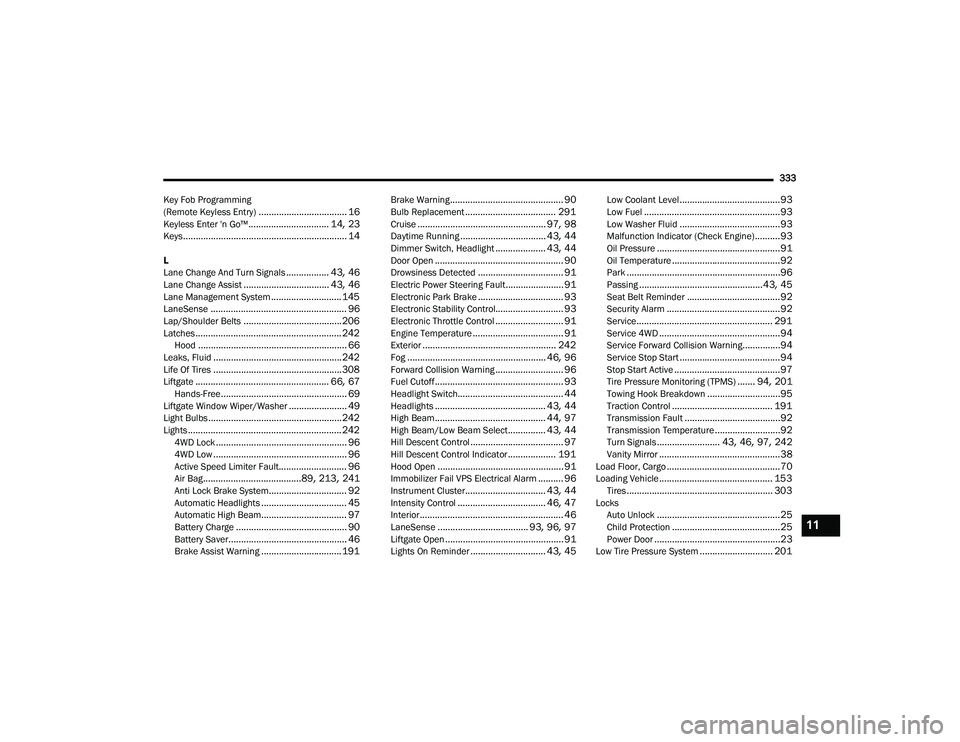 JEEP COMPASS 2022  Owners Manual 11

22_MP_OM_EN_USC_t.book  Page 333   