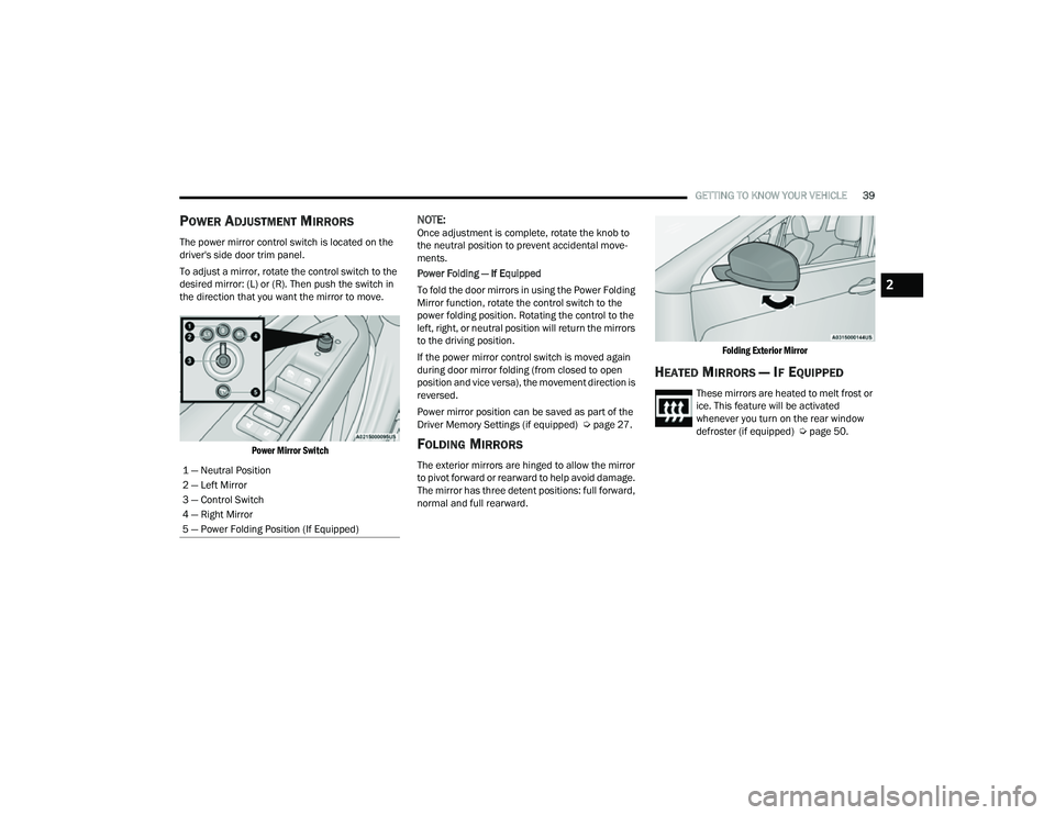 JEEP COMPASS 2022  Owners Manual 2

22_MP_OM_EN_USC_t.book  Page 39   