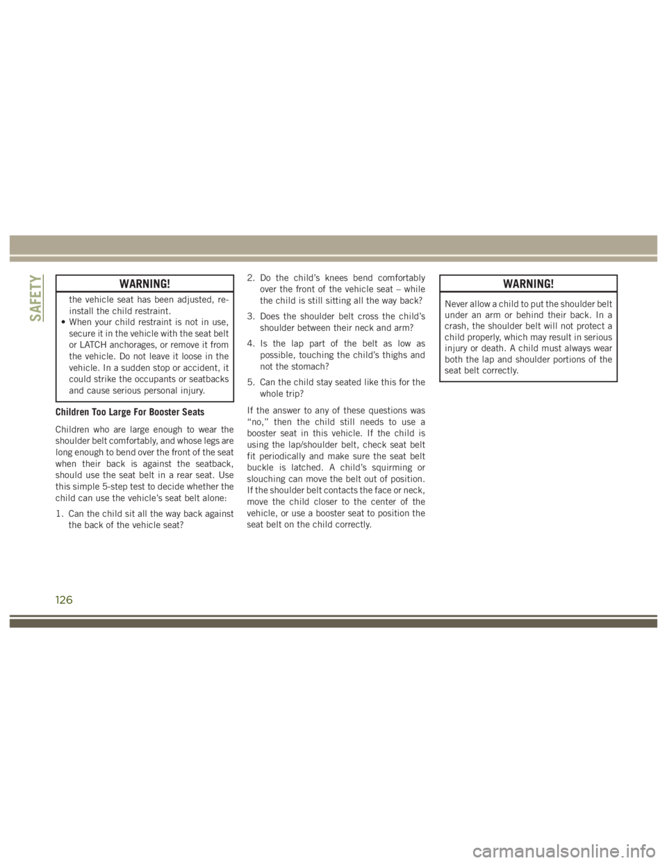 JEEP WRANGLER RUBICON 2018  Owners Manual 126 