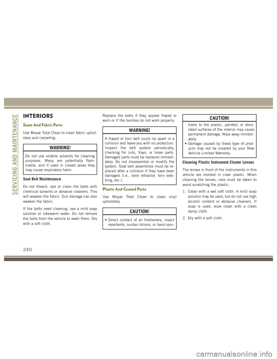 JEEP WRANGLER RUBICON 2018  Owners Manual 240 
