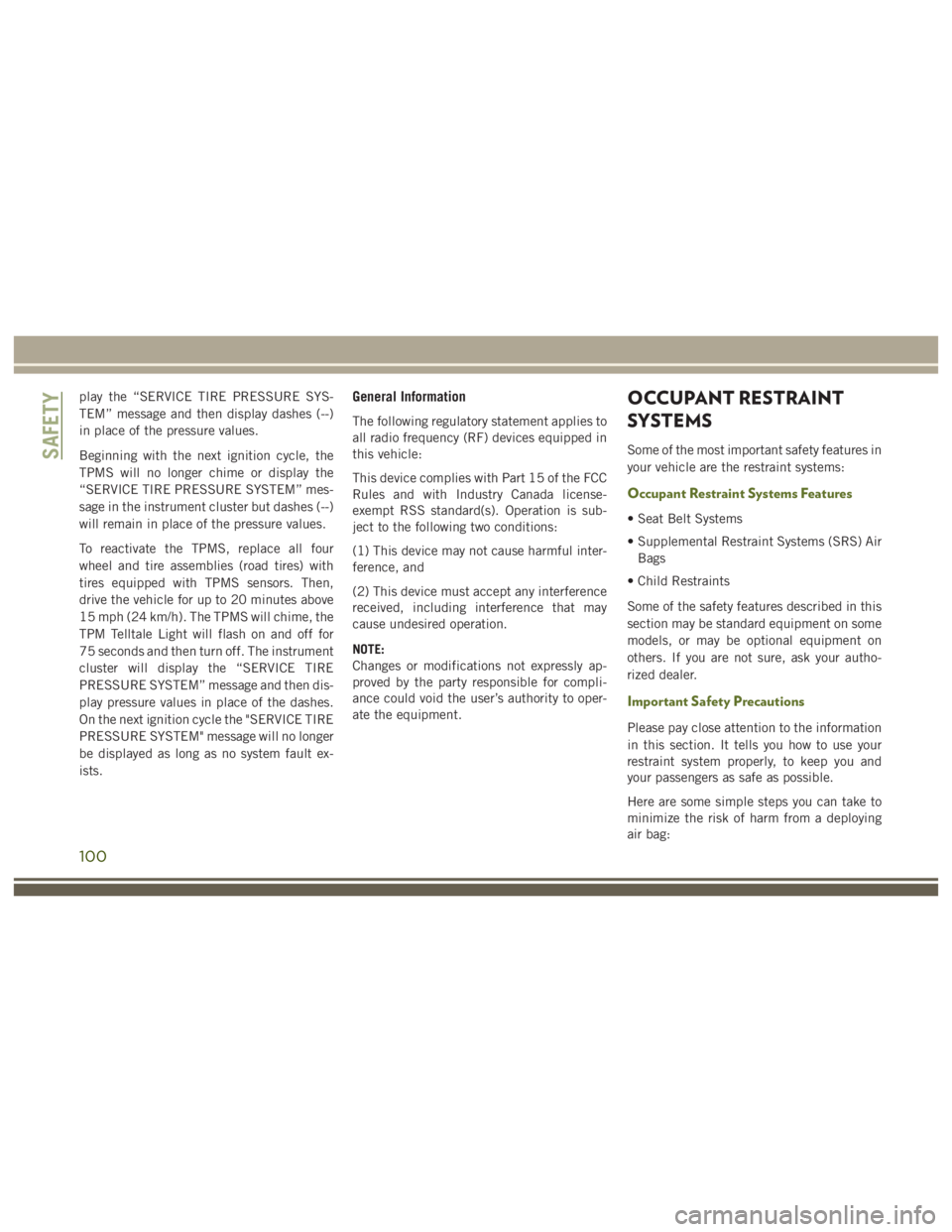 JEEP WRANGLER RUBICON 2019  Owners Manual 100 