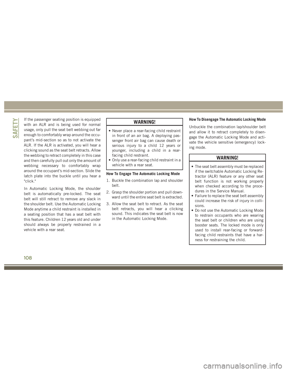 JEEP WRANGLER RUBICON 2019  Owners Manual 108 