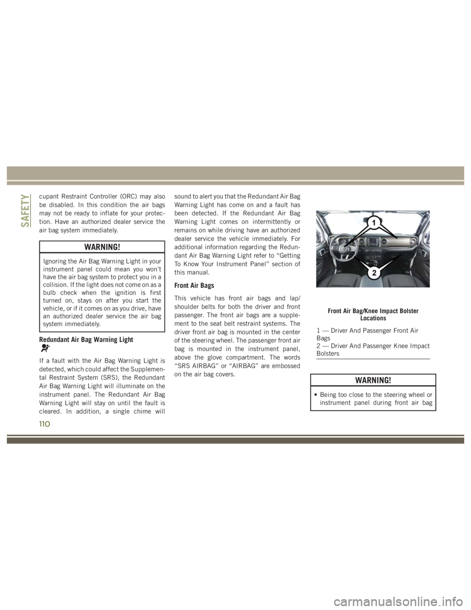 JEEP WRANGLER RUBICON 2019  Owners Manual 110 
