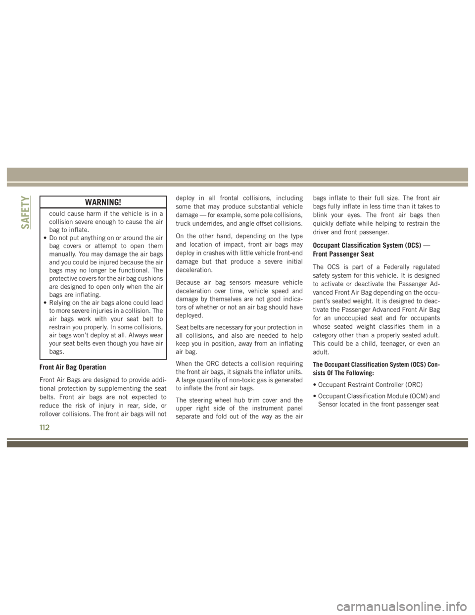 JEEP WRANGLER RUBICON 2019  Owners Manual 112 