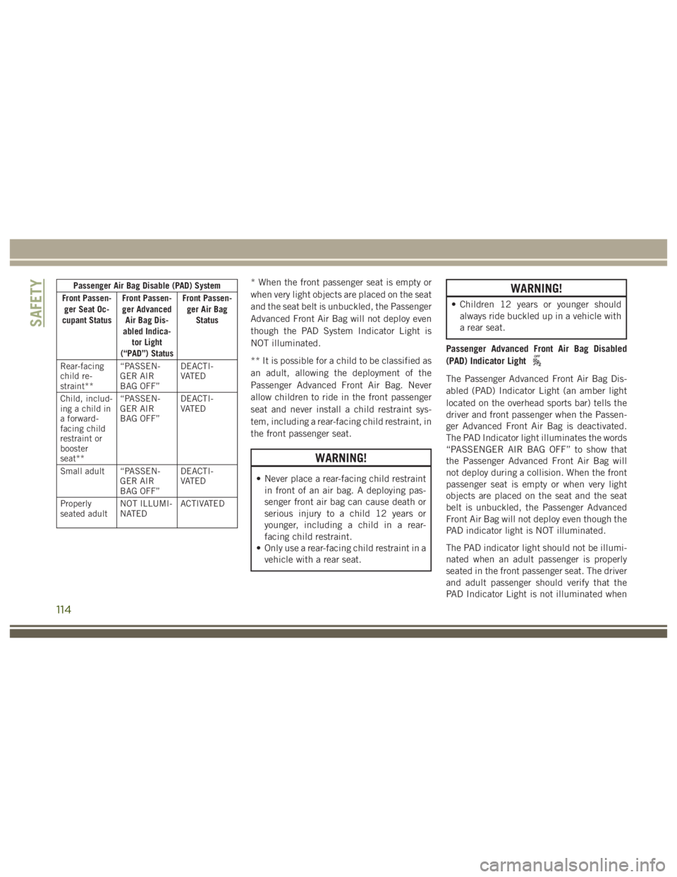 JEEP WRANGLER RUBICON 2019  Owners Manual 114 