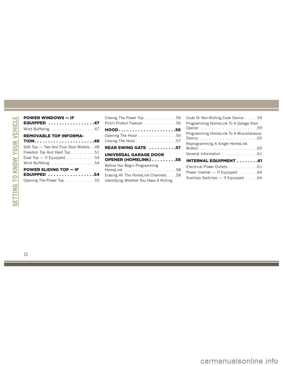 JEEP WRANGLER RUBICON 2019  Owners Manual 12 