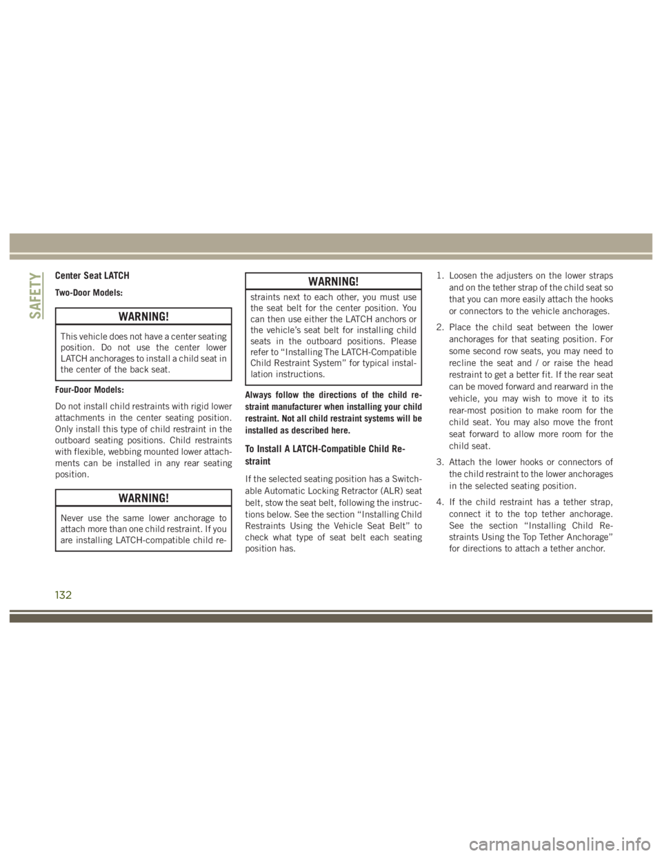 JEEP WRANGLER RUBICON 2019  Owners Manual 132 