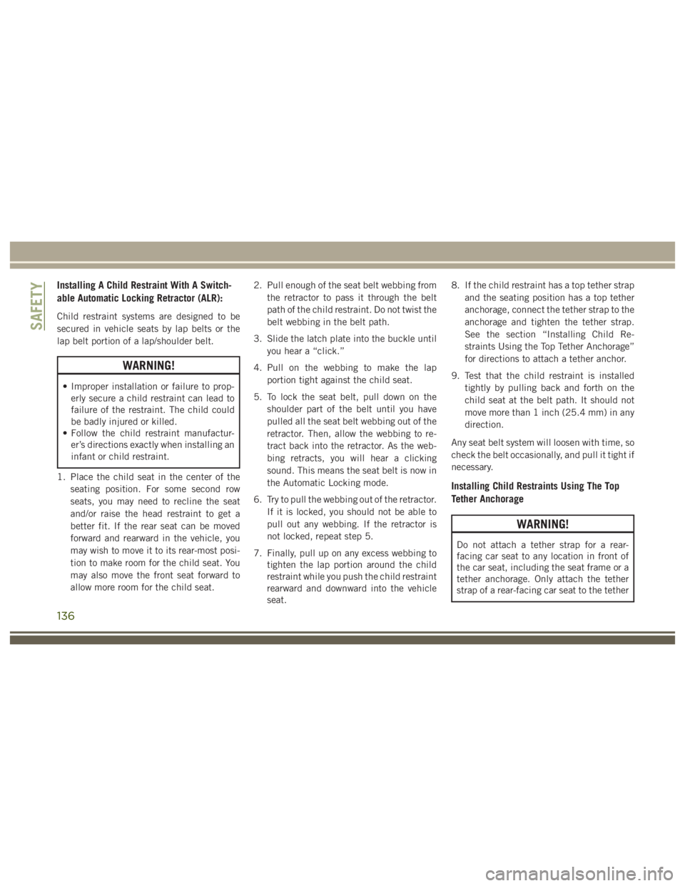 JEEP WRANGLER RUBICON 2019  Owners Manual 136 