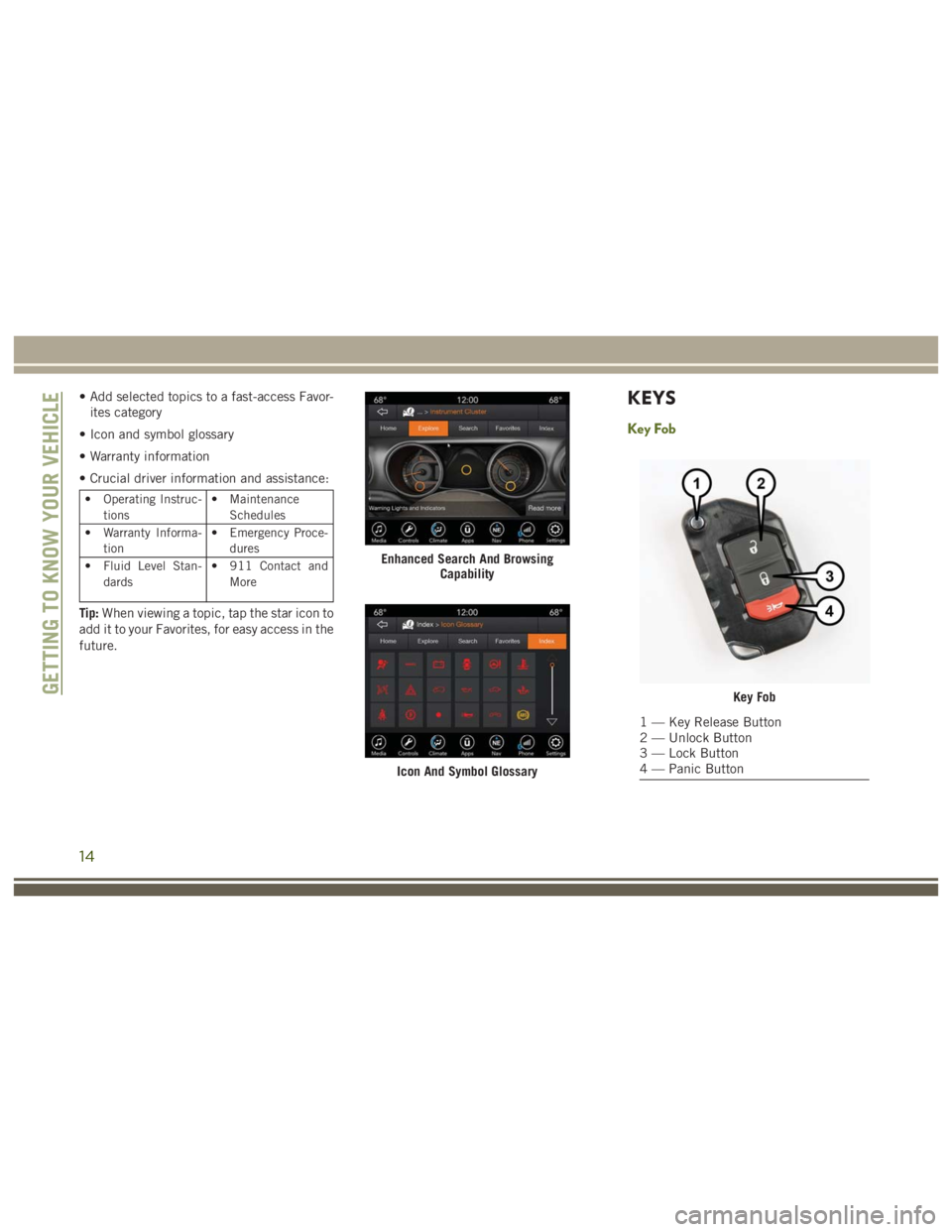 JEEP WRANGLER RUBICON 2019  Owners Manual Enhanced Search And BrowsingCapability
14 