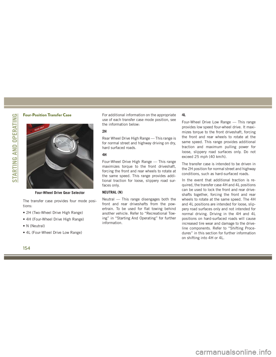 JEEP WRANGLER RUBICON 2019  Owners Manual 154 