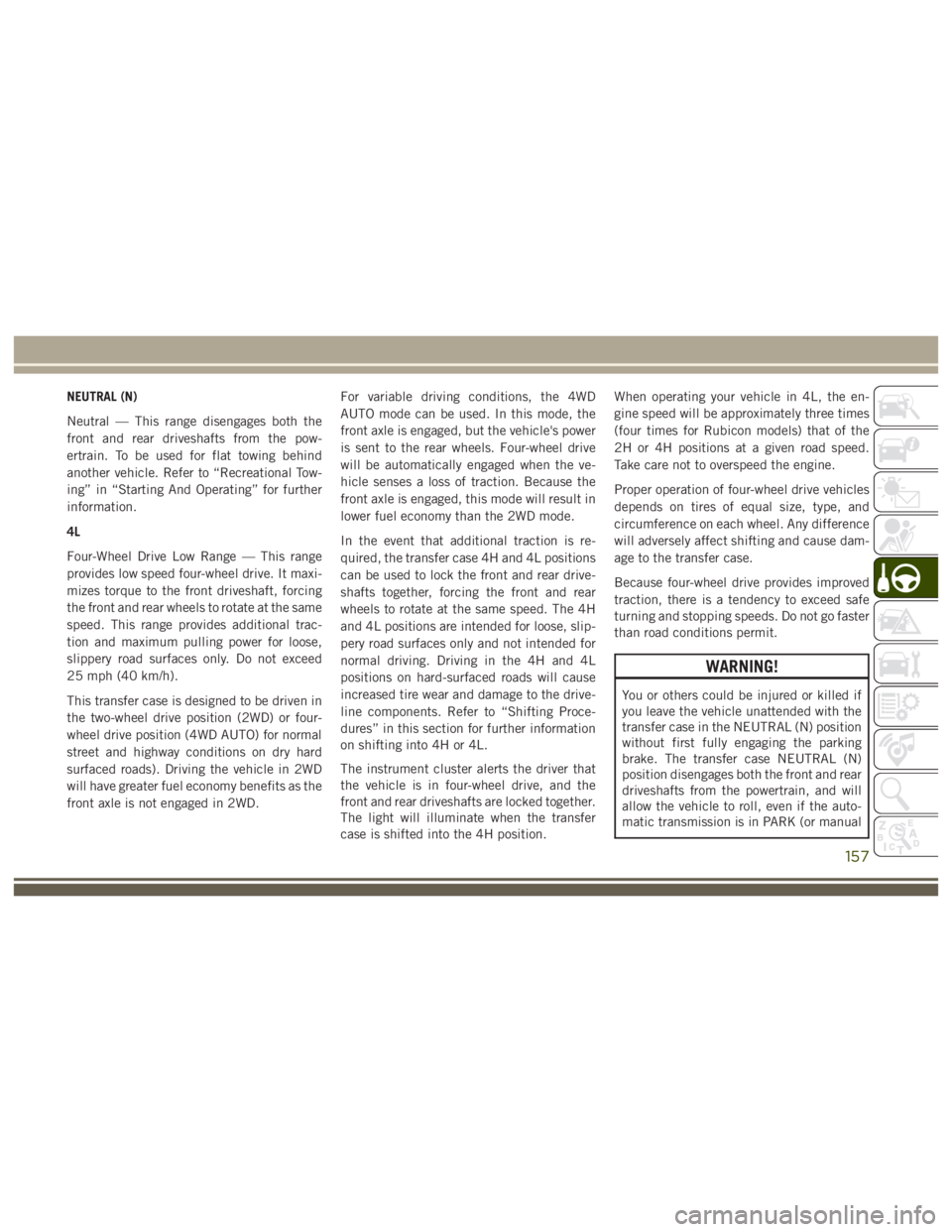 JEEP WRANGLER RUBICON 2019  Owners Manual 