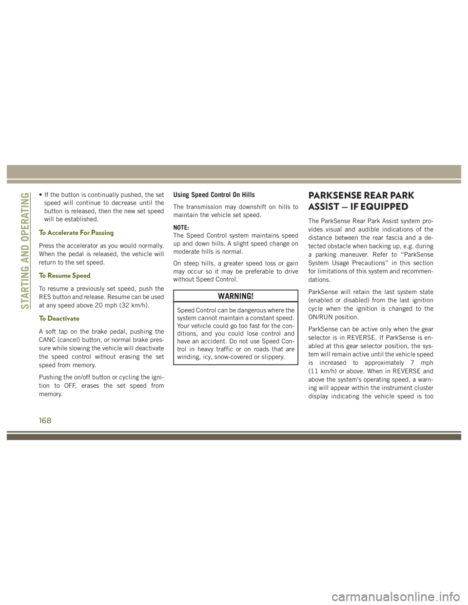 JEEP WRANGLER RUBICON 2019  Owners Manual 168 