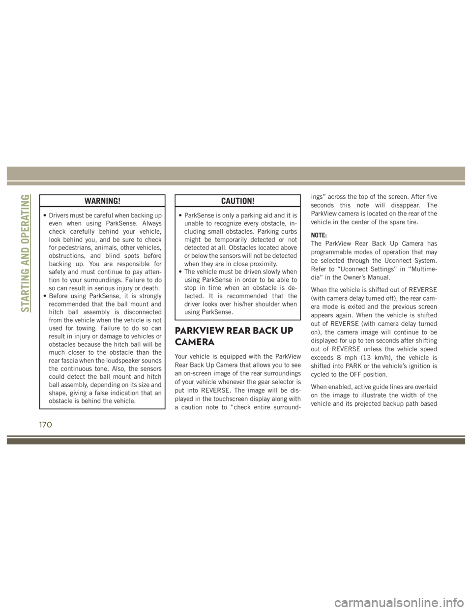 JEEP WRANGLER RUBICON 2019  Owners Manual 170 