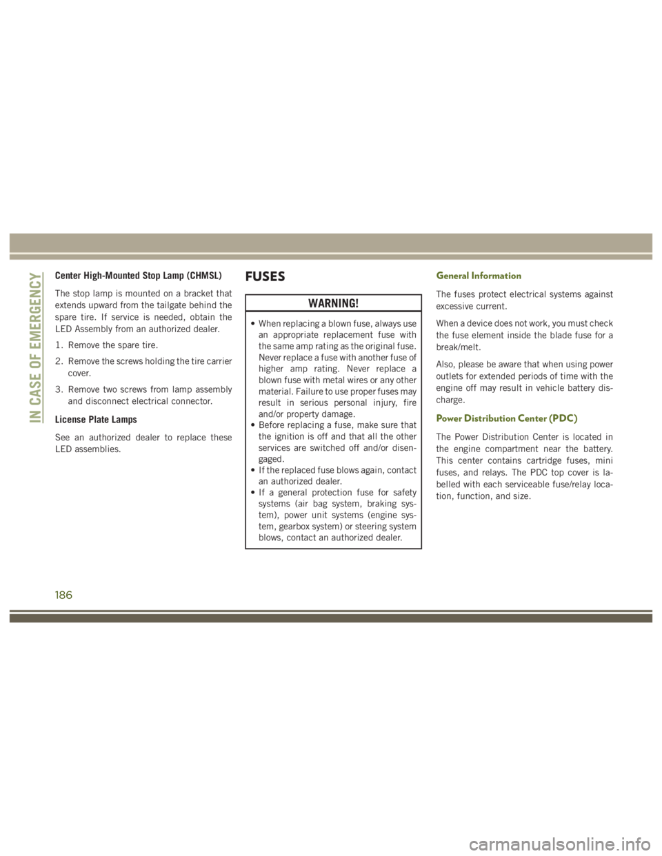 JEEP WRANGLER RUBICON 2019  Owners Manual 186 