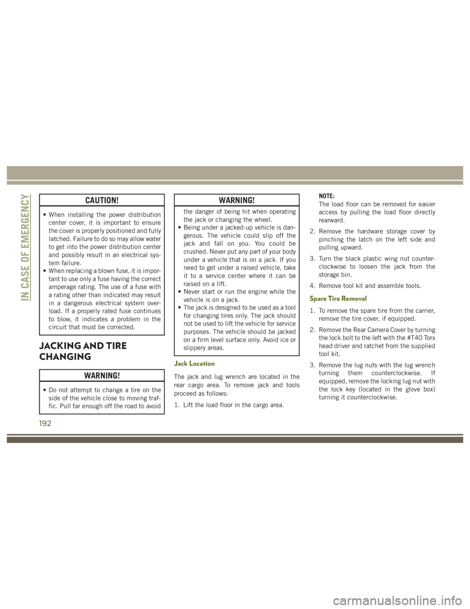JEEP WRANGLER RUBICON 2019  Owners Manual 192 