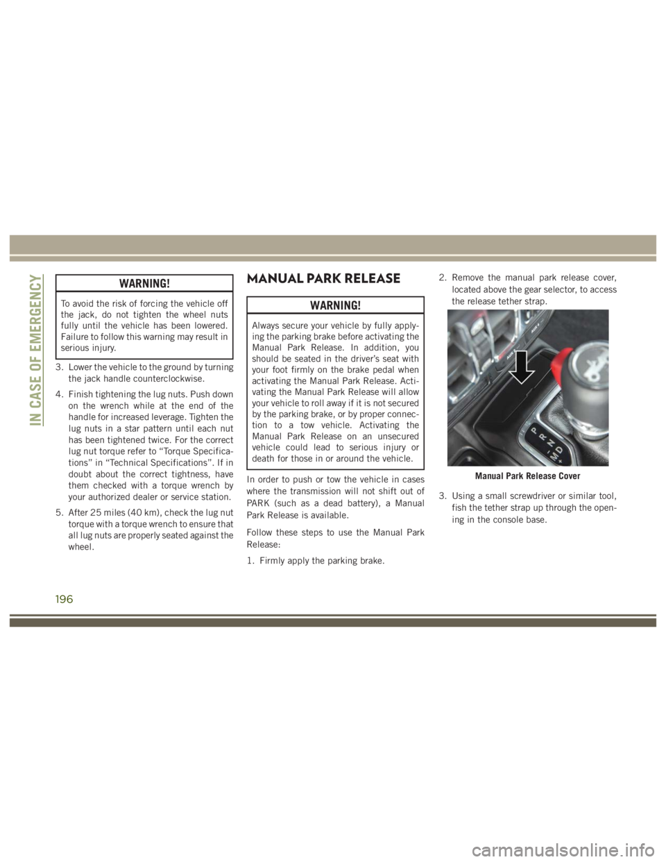 JEEP WRANGLER RUBICON 2019  Owners Manual 196 