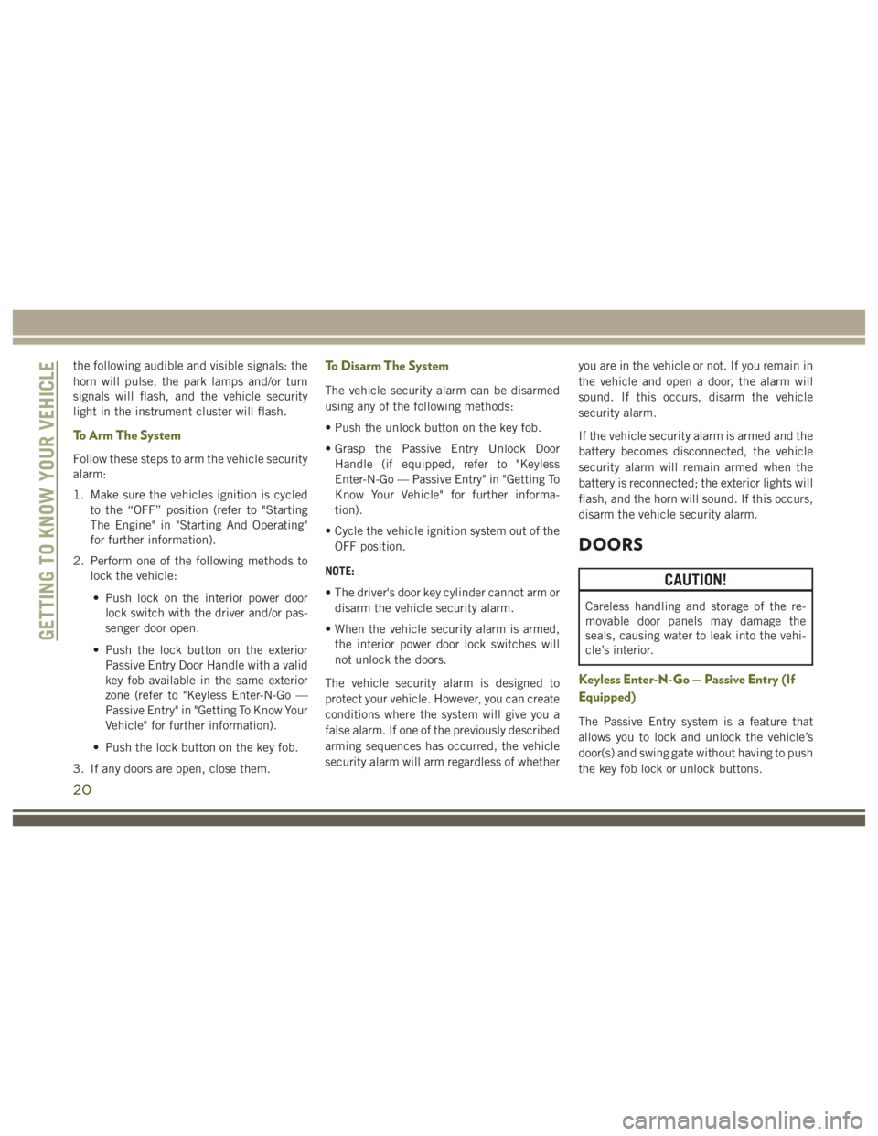JEEP WRANGLER RUBICON 2019  Owners Manual 20 