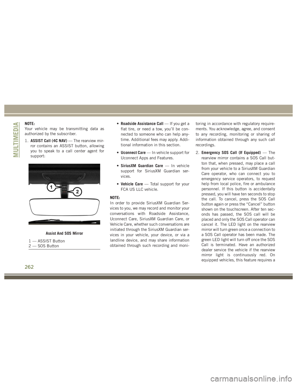 JEEP WRANGLER RUBICON 2019  Owners Manual 262 