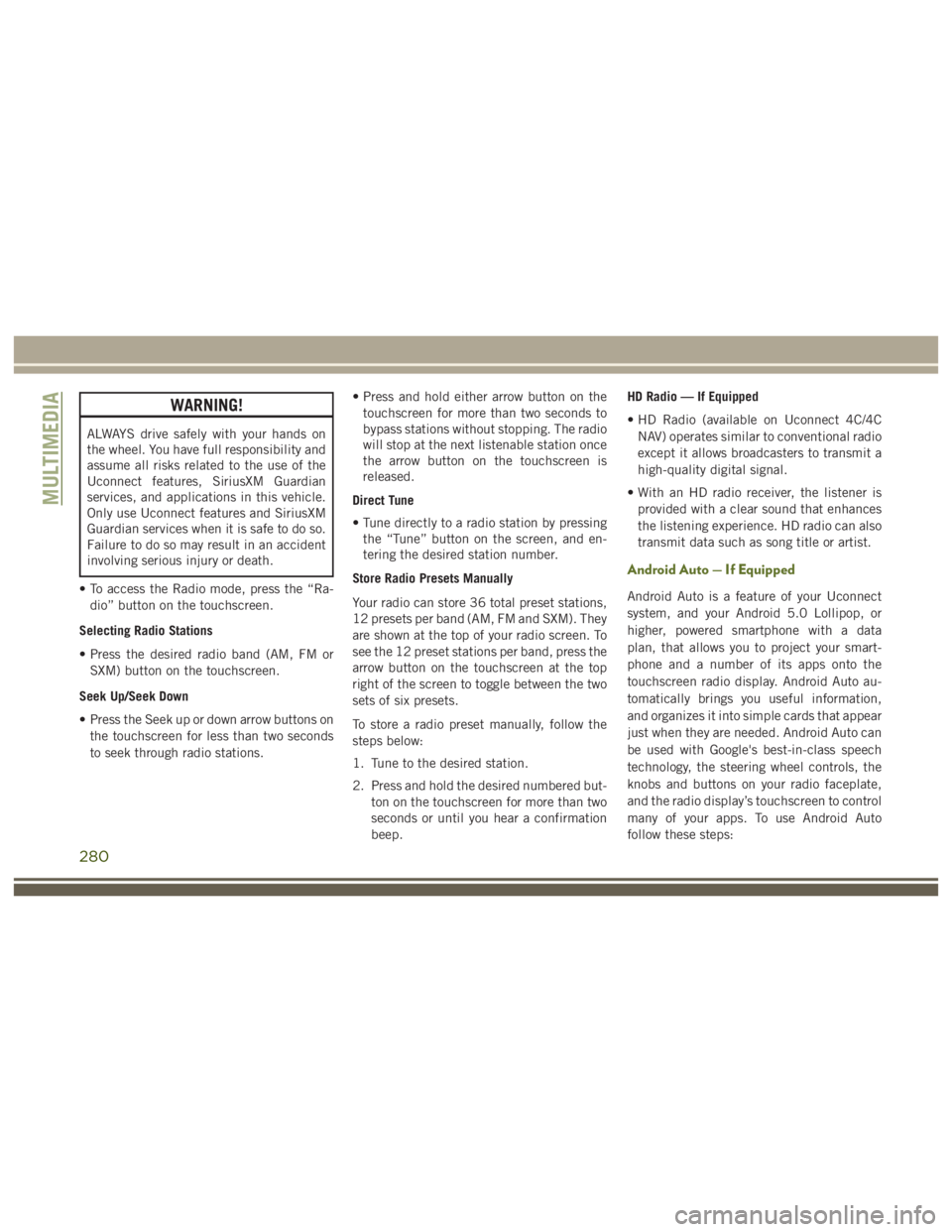 JEEP WRANGLER RUBICON 2019  Owners Manual 280 
