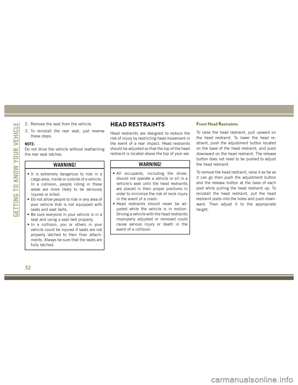 JEEP WRANGLER RUBICON 2019  Owners Manual 32 