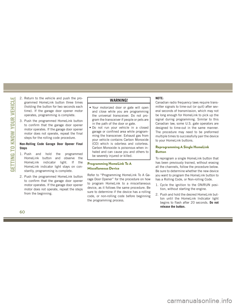 JEEP WRANGLER RUBICON 2019  Owners Manual 60 