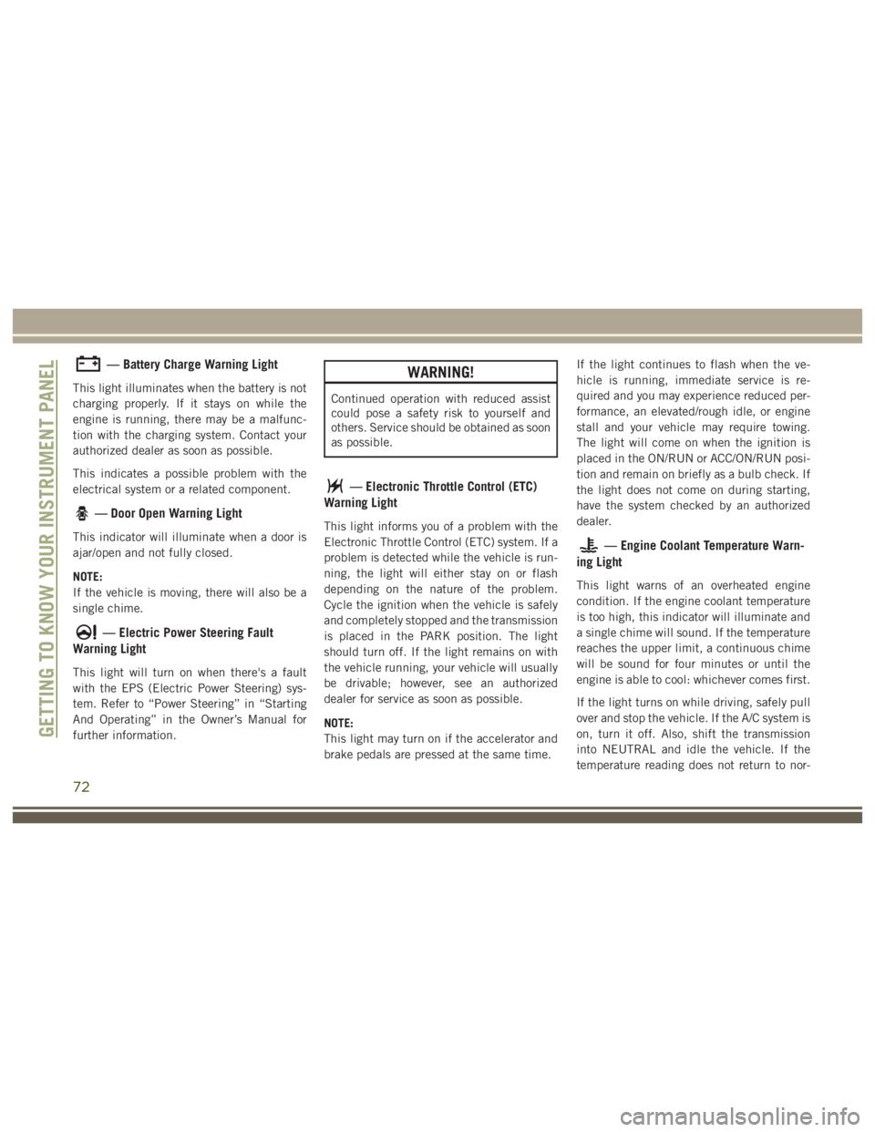 JEEP WRANGLER RUBICON 2019  Owners Manual 72 