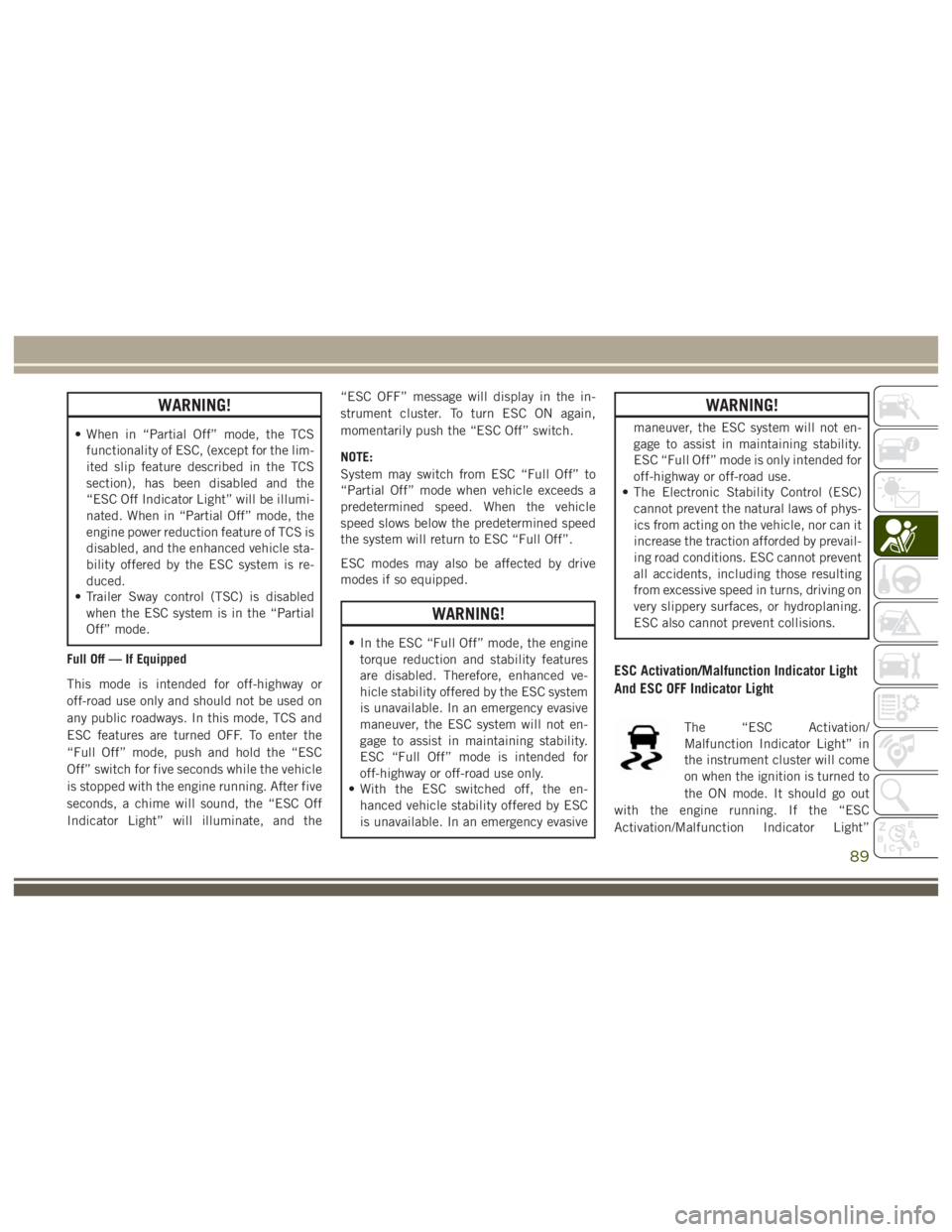 JEEP WRANGLER RUBICON 2019  Owners Manual 89 
