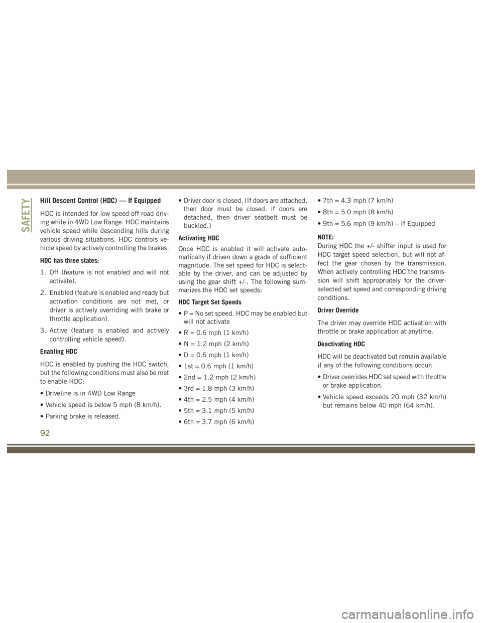JEEP WRANGLER RUBICON 2019  Owners Manual 92 