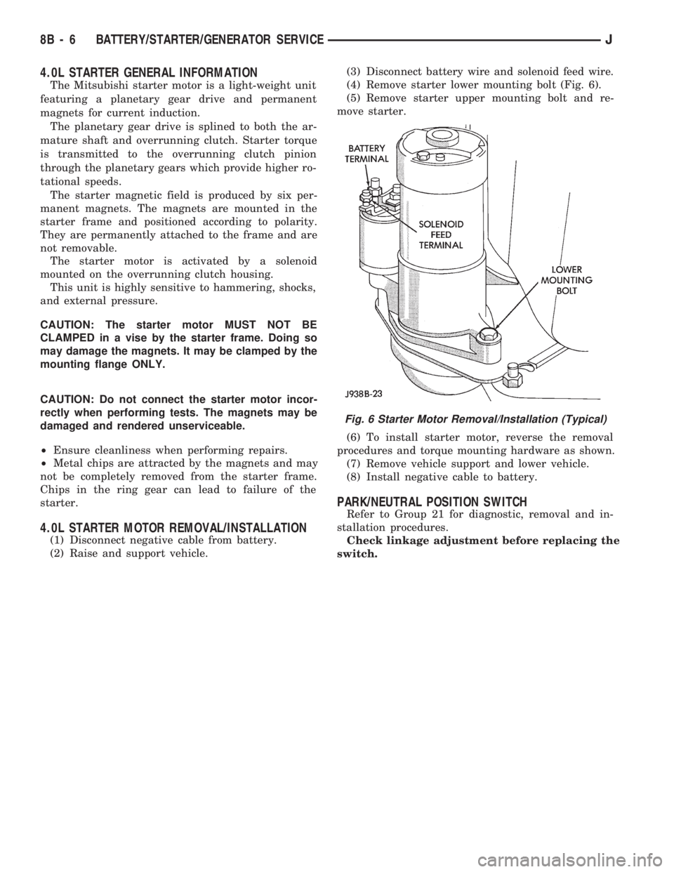 JEEP WRANGLER 1994  Owners Manual 