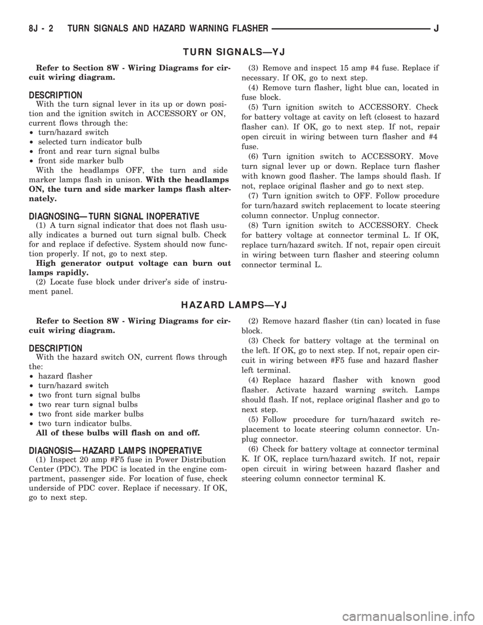 JEEP WRANGLER 1994  Owners Manual 