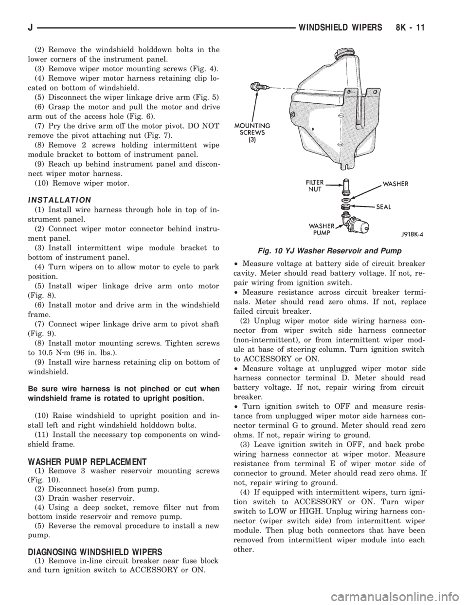 JEEP WRANGLER 1994  Owners Manual 