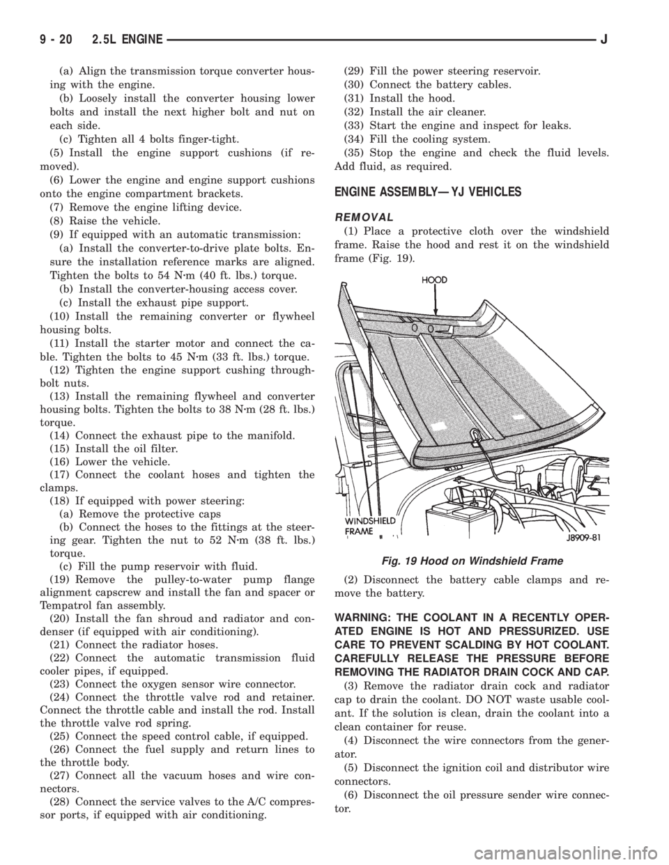 JEEP WRANGLER 1995  Owners Manual 