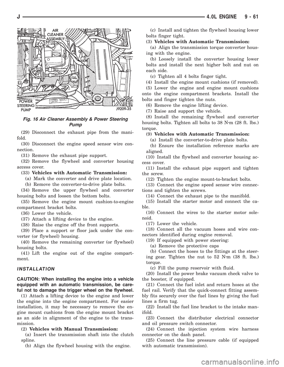 JEEP WRANGLER 1995  Owners Manual 