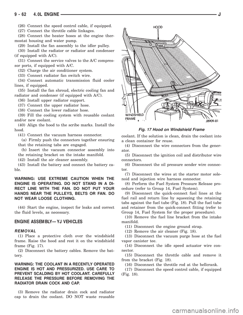 JEEP WRANGLER 1995  Owners Manual 