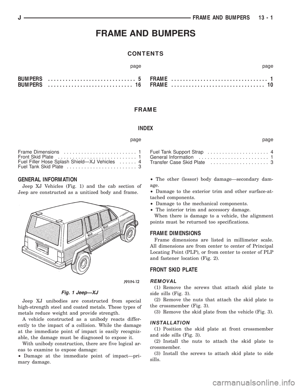 JEEP WRANGLER 1995  Owners Manual 