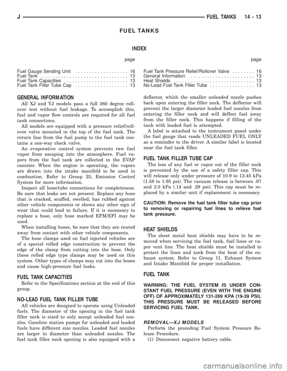 JEEP WRANGLER 1995  Owners Manual 