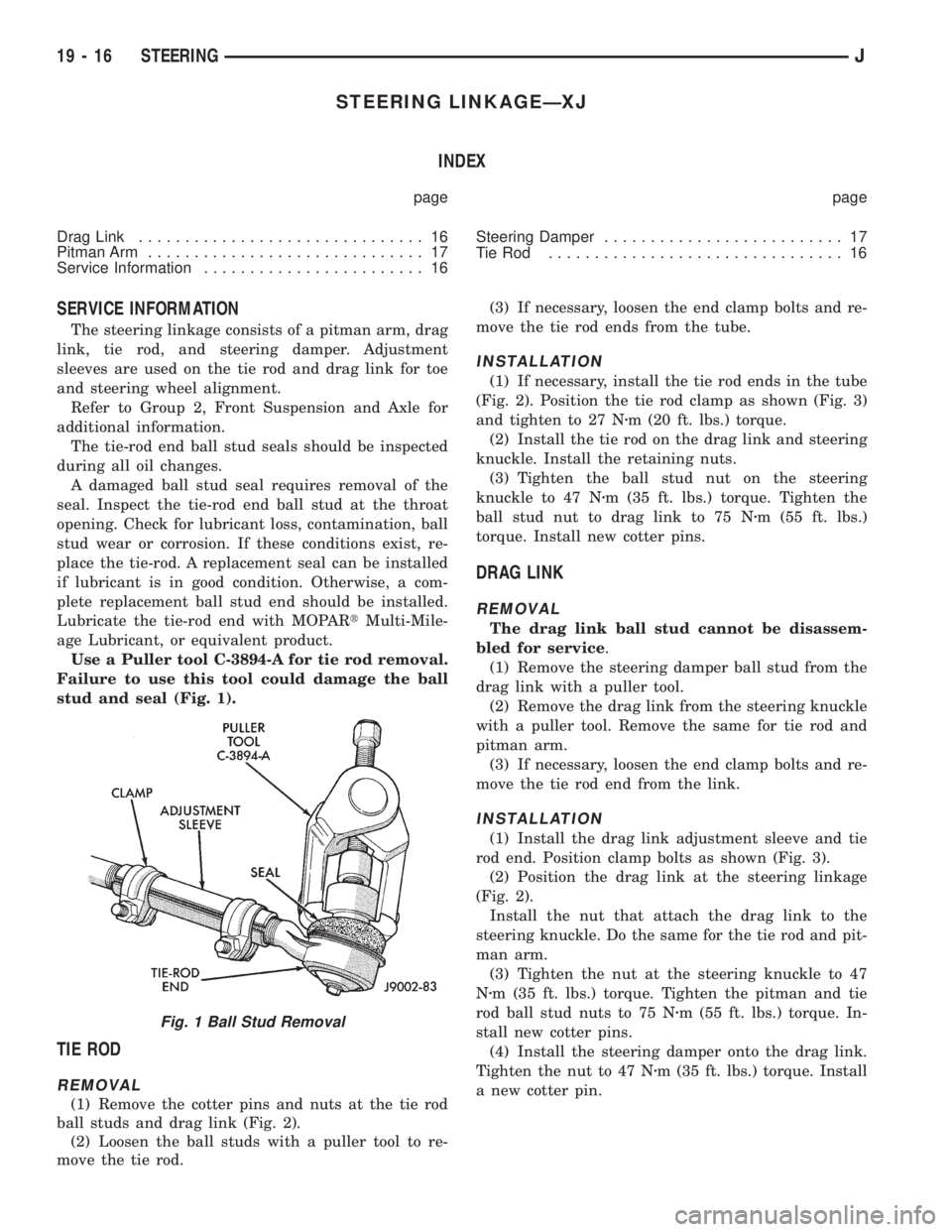 JEEP WRANGLER 1995  Owners Manual 