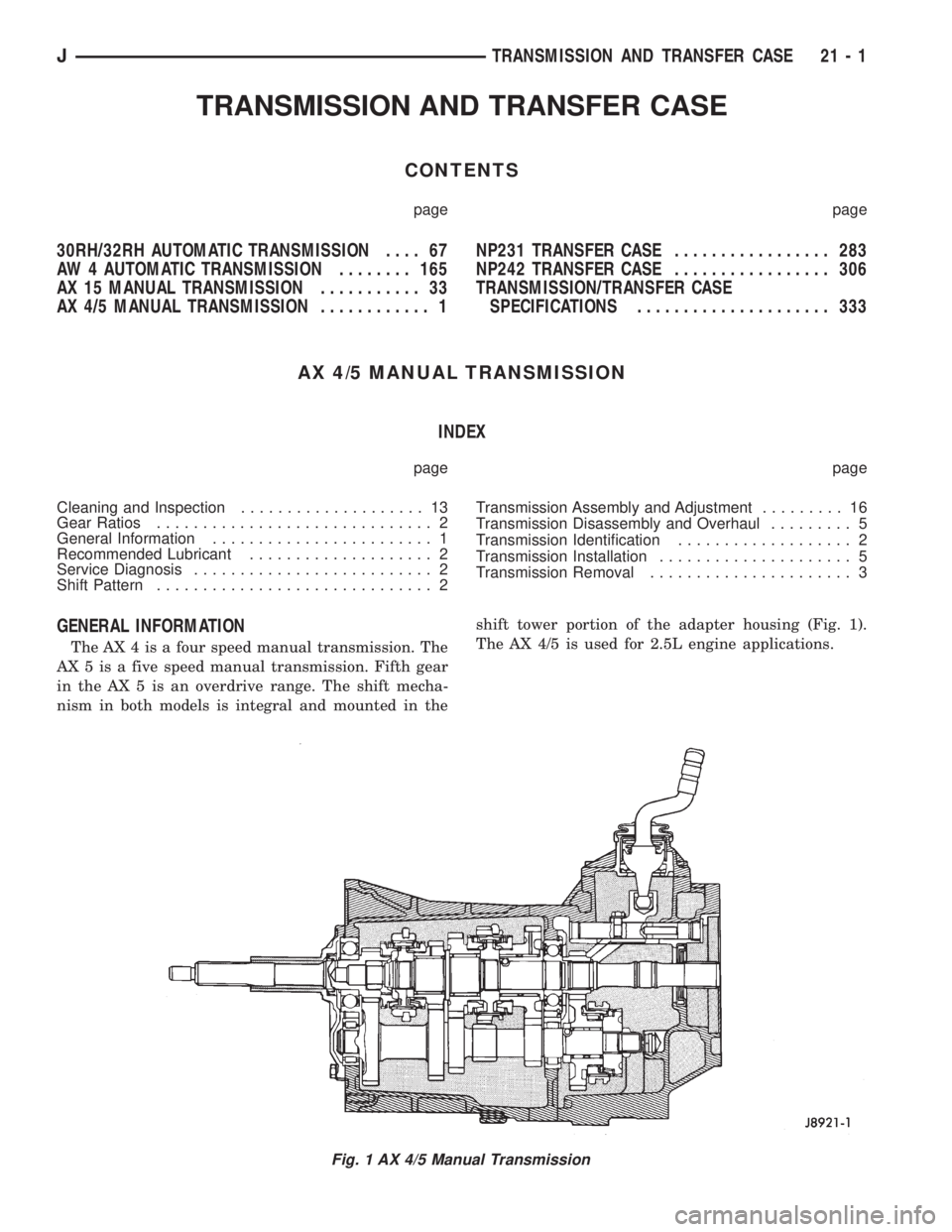 JEEP WRANGLER 1995  Owners Manual 