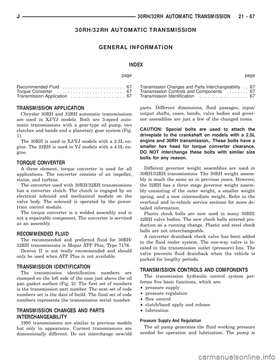 JEEP WRANGLER 1995  Owners Manual 
